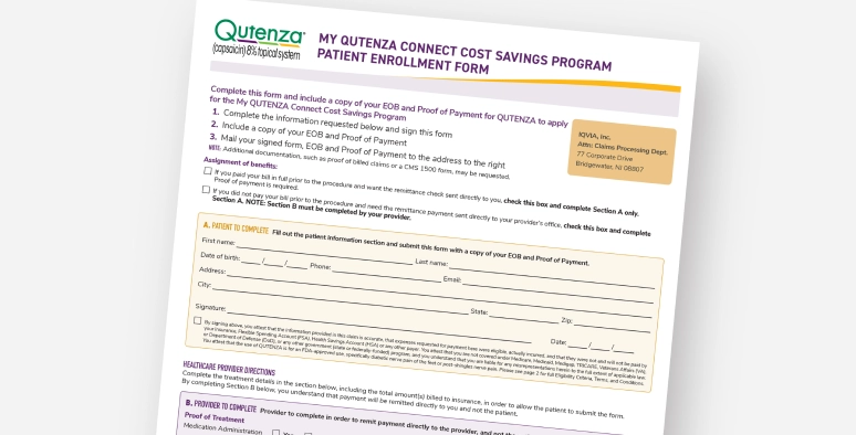 QUTENZA® (capsaicin) 8% topical system cost savings enrollment form