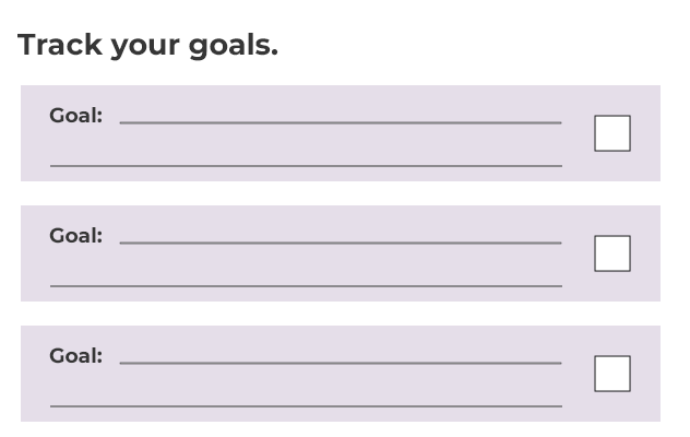 Illustration of hand written entry into goal tracker.